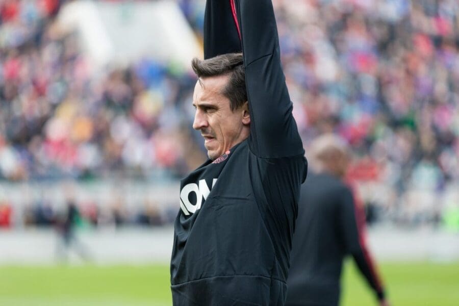 Gary Neville doing a warm up Gary Neville doing a warm up