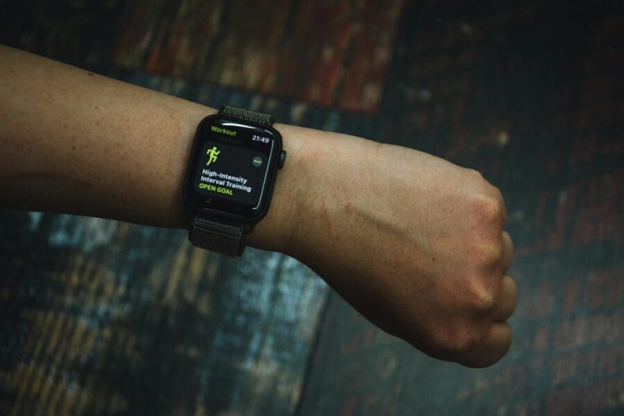 Person using an apple watch.